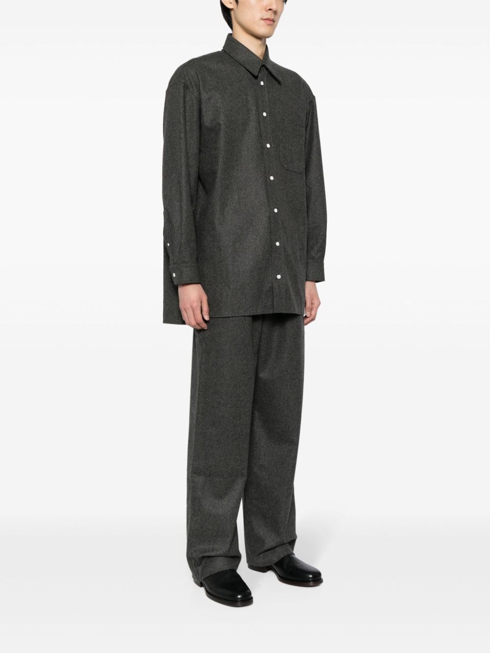 Shop Uniforme Long-sleeve Virgin Wool Shirt In Grey