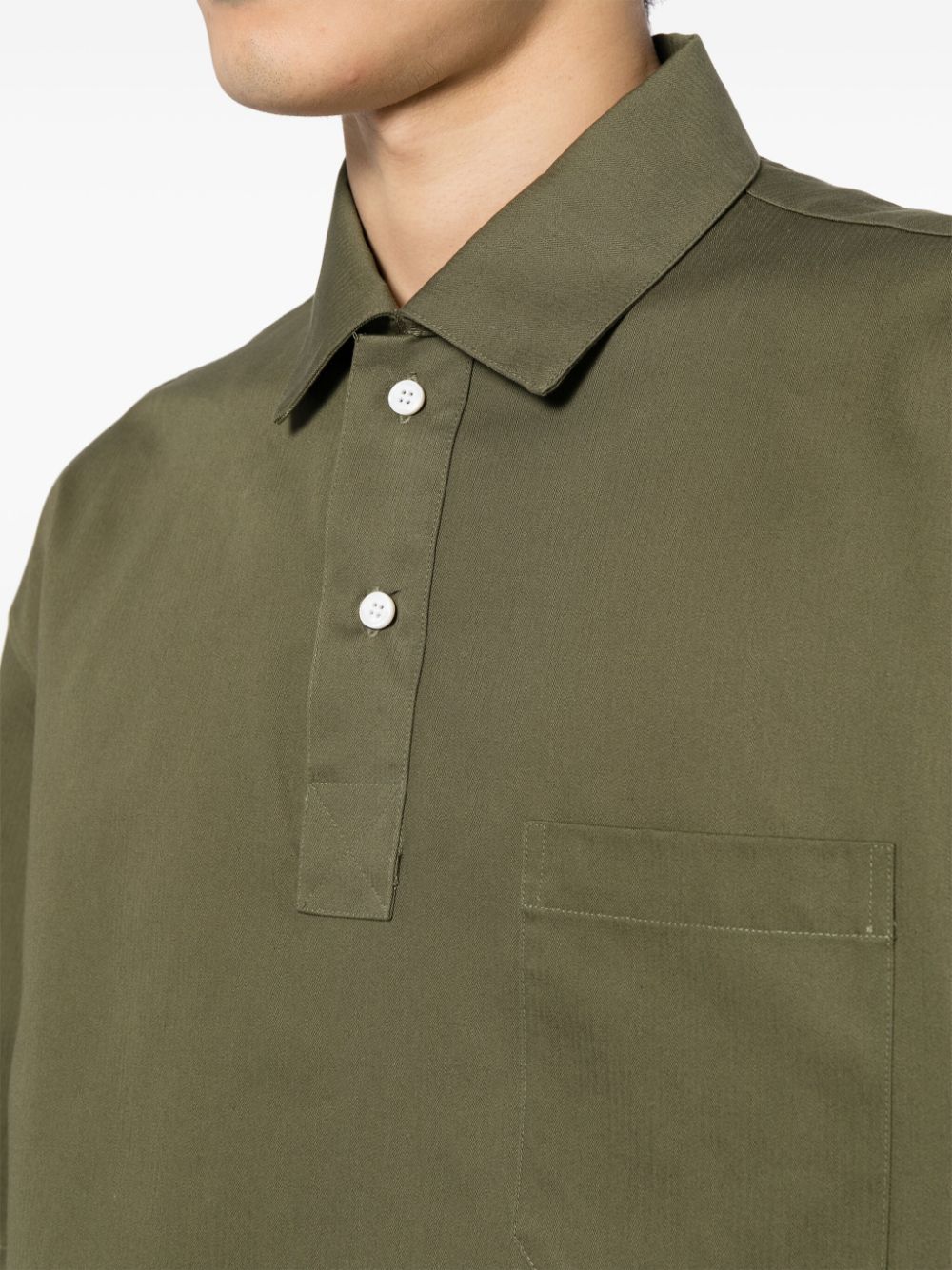 Shop Uniforme Herringbone Cotton Polo Shirt In Green
