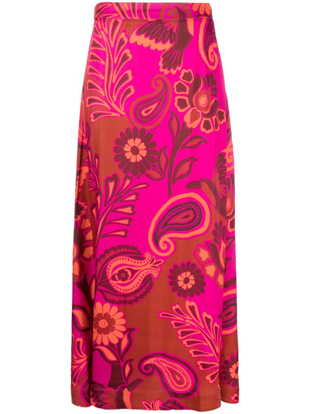 Shop Farm Rio Bold Floral Satin Maxi Skirt In Pink
