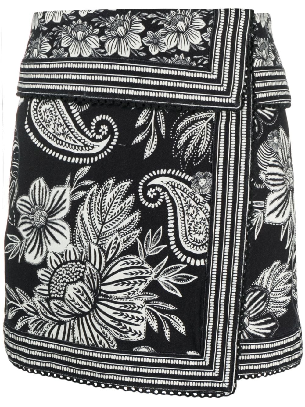 FARM Rio Katoenen mini-rok met paisley-print Zwart