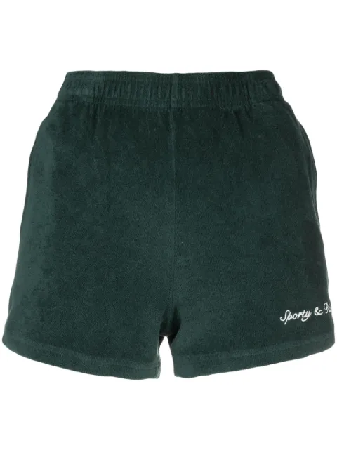 Sporty & Rich logo-embroidered terry-cloth track shorts