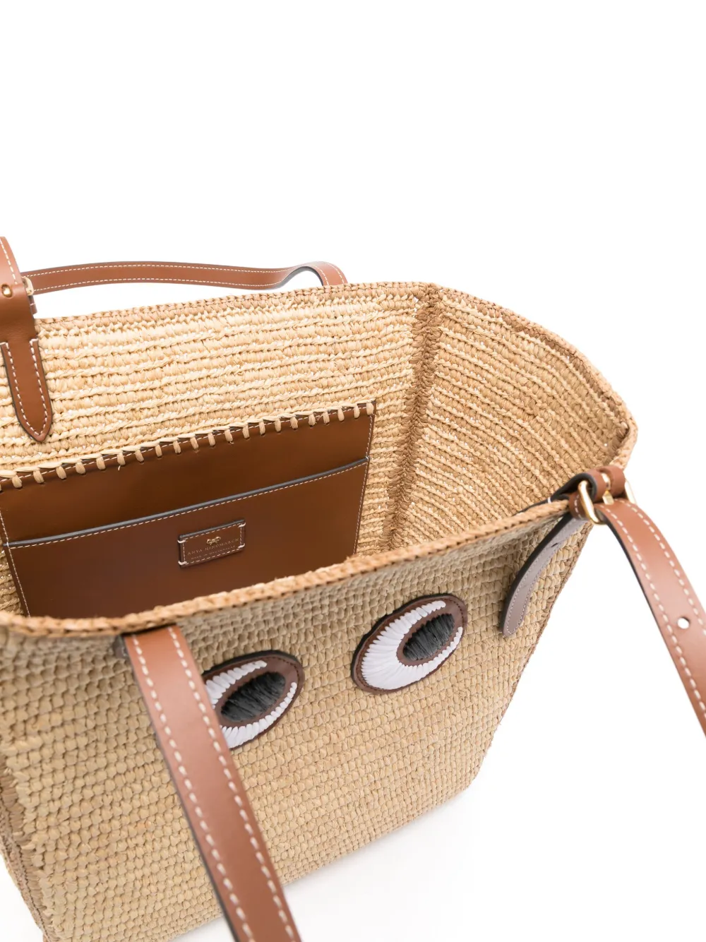 Shop Anya Hindmarch Eyes Raffia Tote Bag In Neutrals