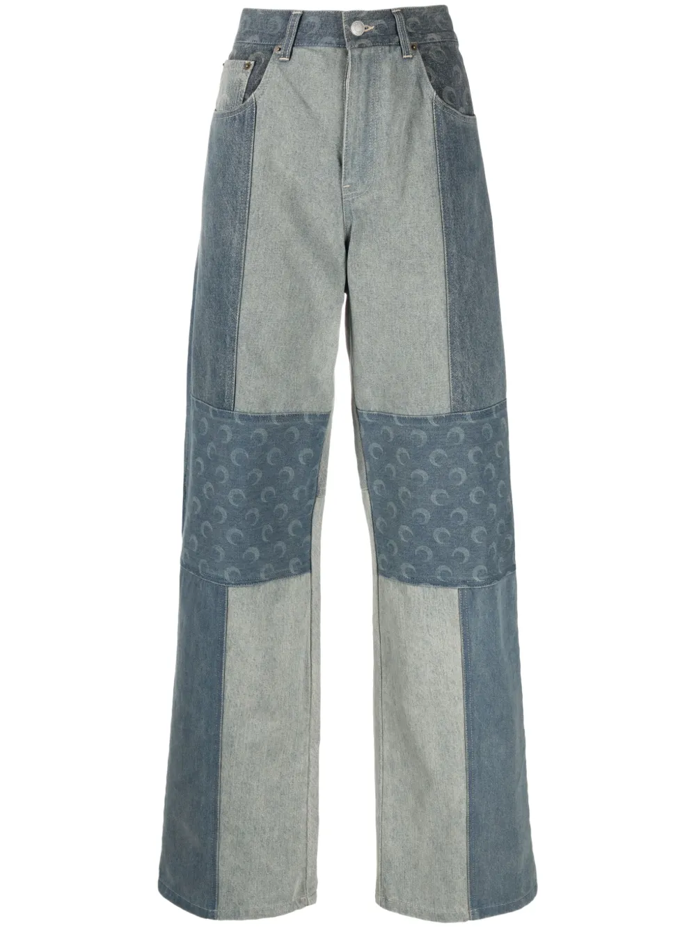 Marine Serre Jeans met patchwork Blauw