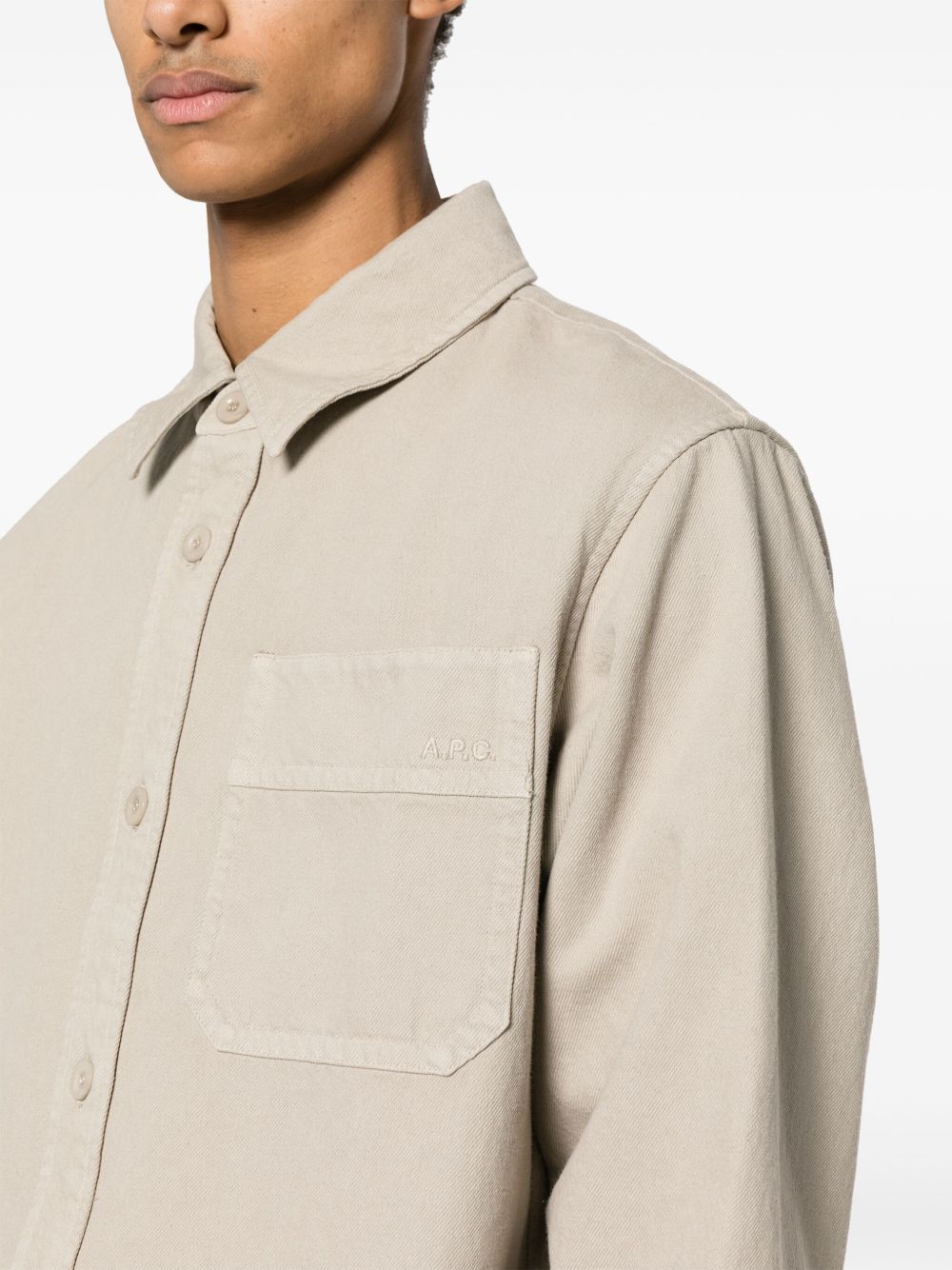 Shop Apc Basile Brodée Cotton Shirt In Neutrals