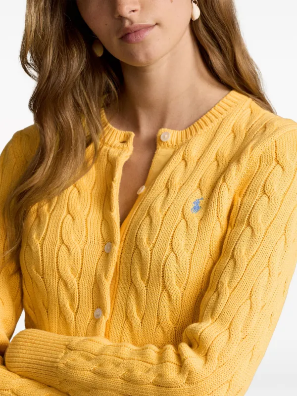 Lauren Ralph Lauren deals Womens Mustard Hand Knit Cardigan Sweater Large