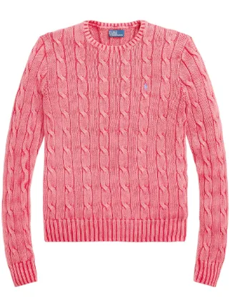 Polo Ralph Lauren ピンク ケーブルニットセーター ケーブルニット コットン クルーネック セーター | POLO RALPH