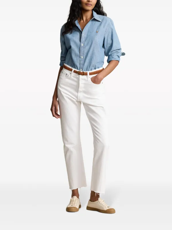 Polo Ralph Lauren high-rise straight-leg Cropped Jeans White