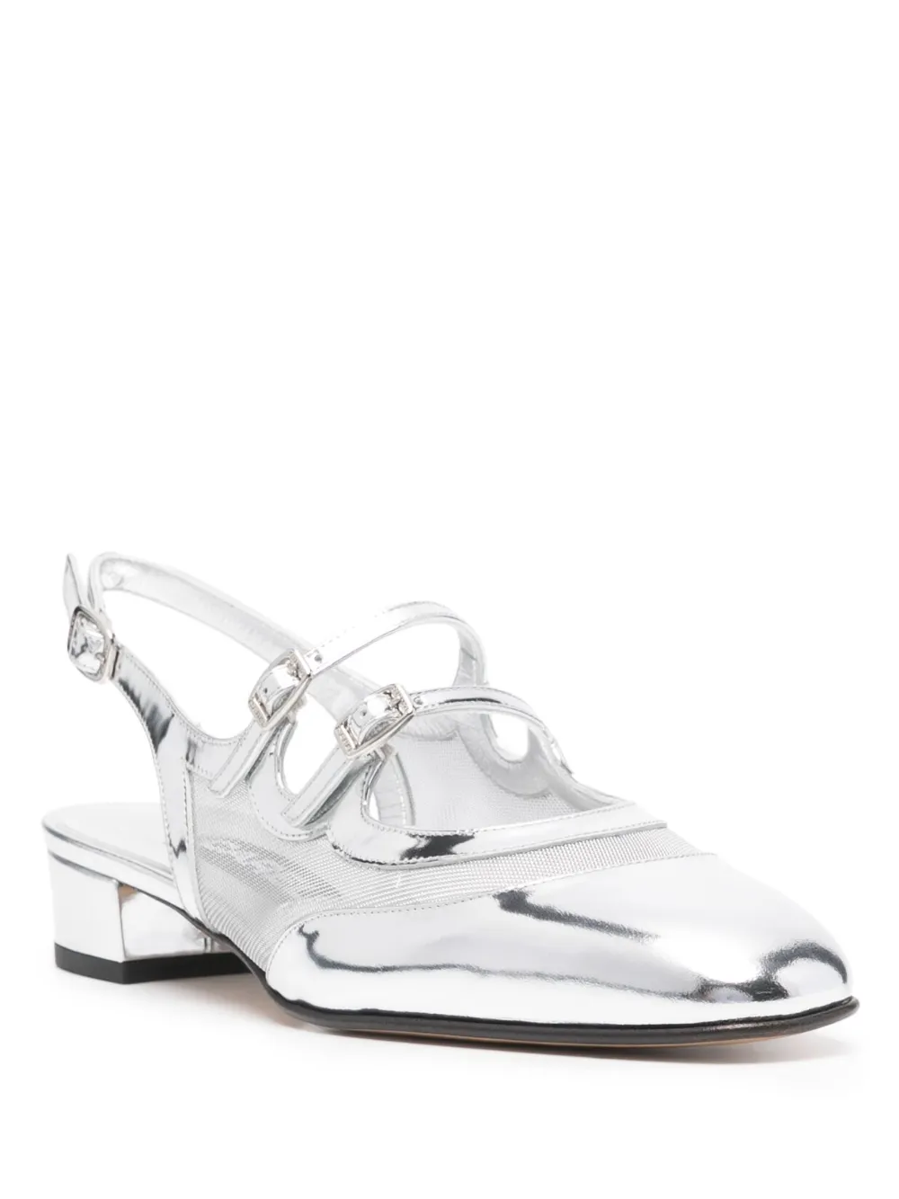 Carel Paris Silver Pêche Night Leather Mary Jane Pumps In Silver