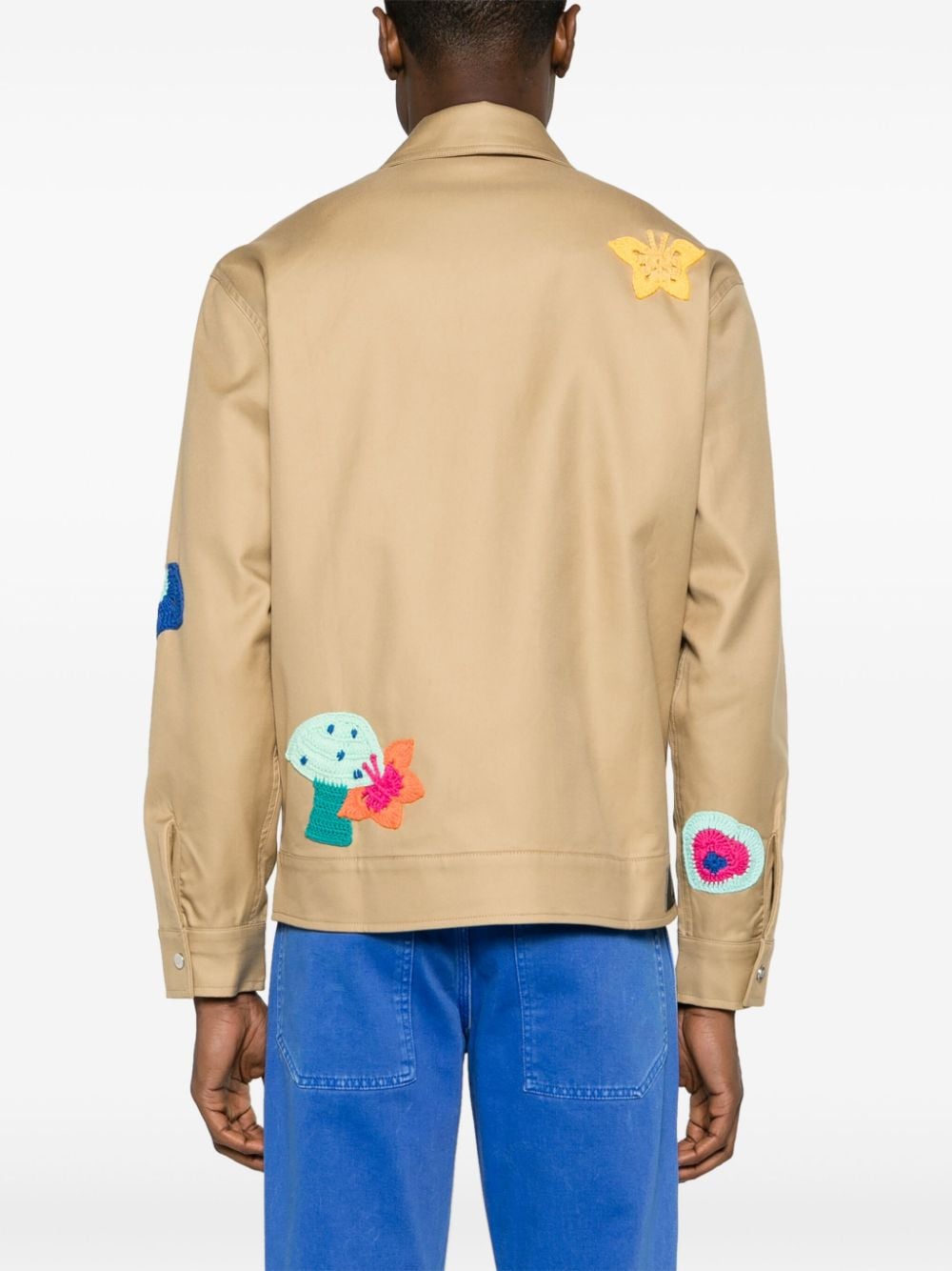 Shop Nahmias Crochet-detail Cotton Shirt Jacket In 中性色