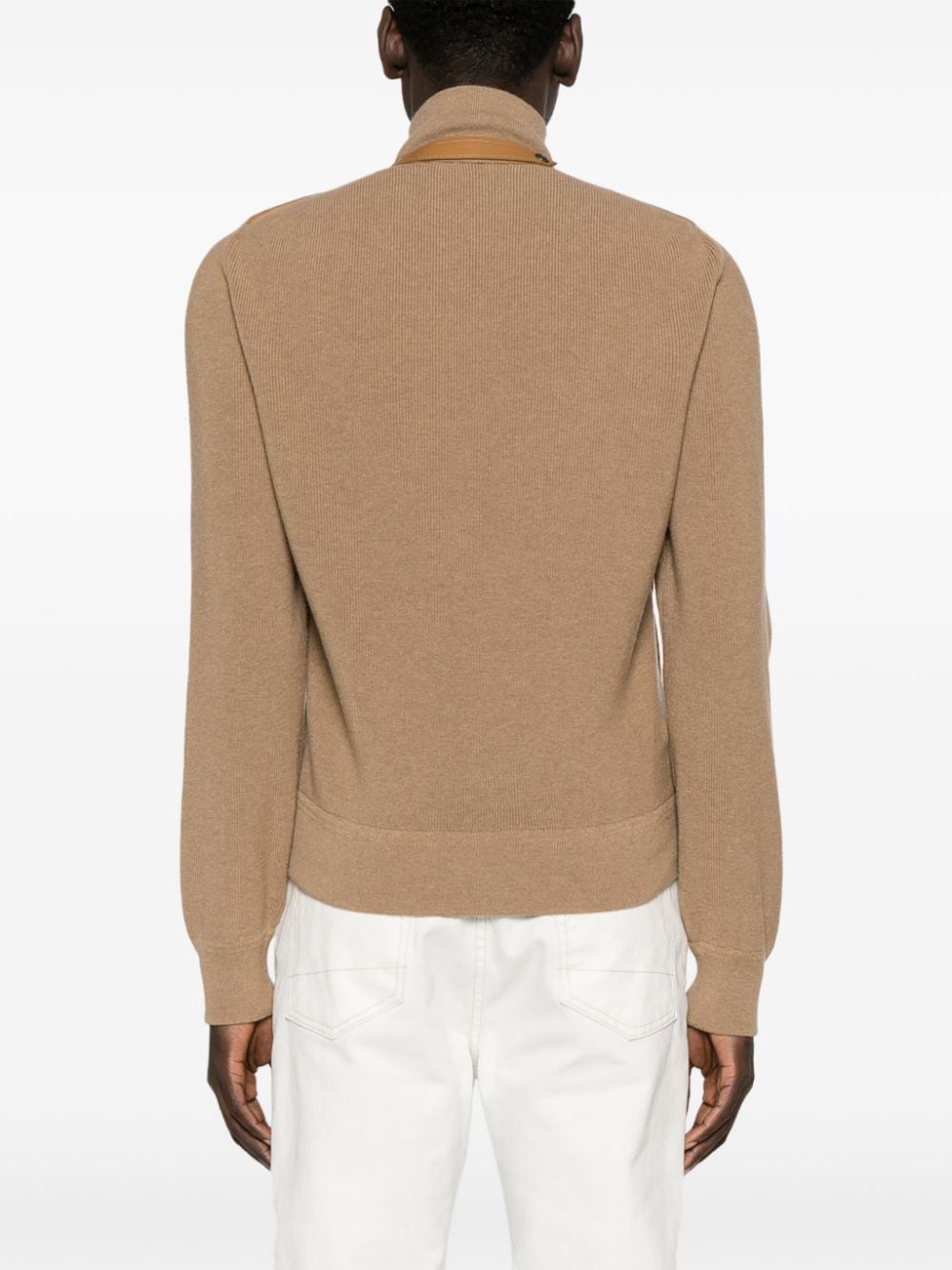 Shop Tom Ford Knit-panelled Leather Puffer Jacket In Neutrals