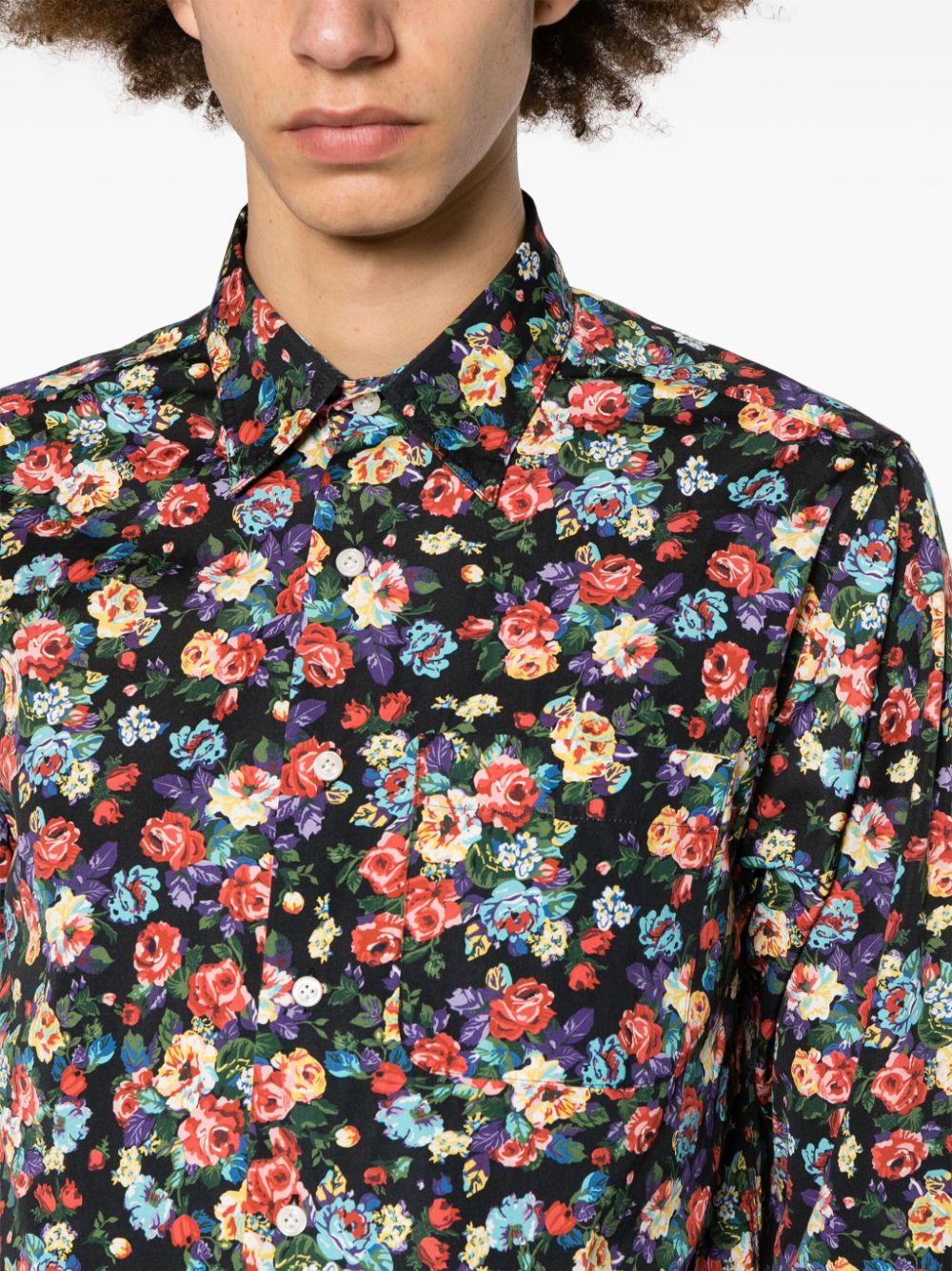 Shop Noah Ny X The Cure Floral-print Cotton Shirt In Black