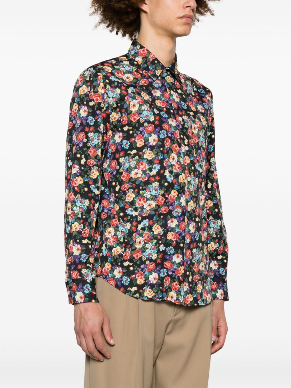 Shop Noah Ny X The Cure Floral-print Cotton Shirt In Black