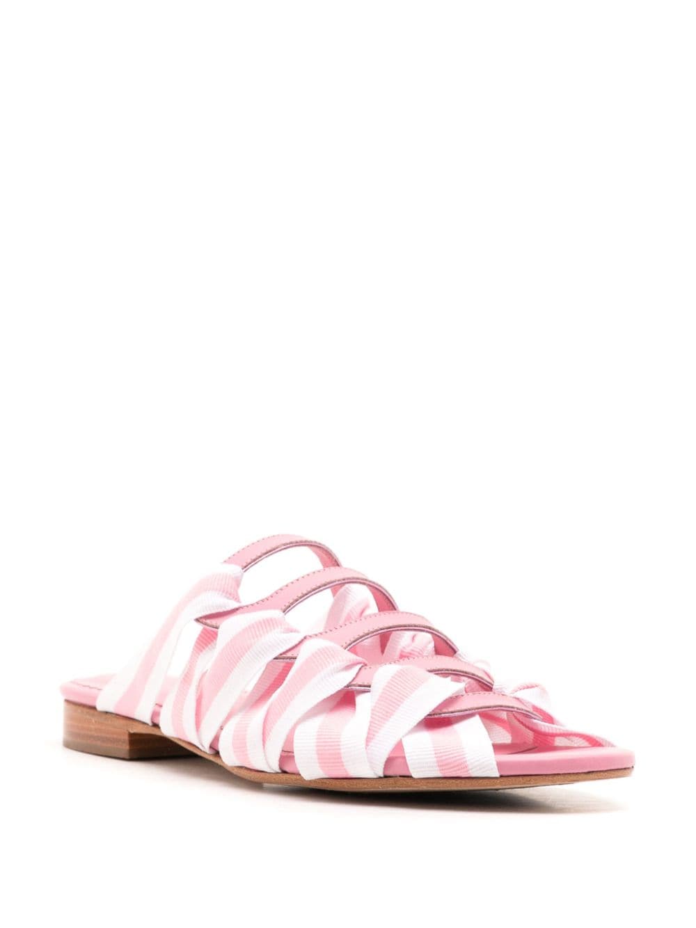 Shop Sarah Chofakian Mia Stripe-detailing Slides In Pink
