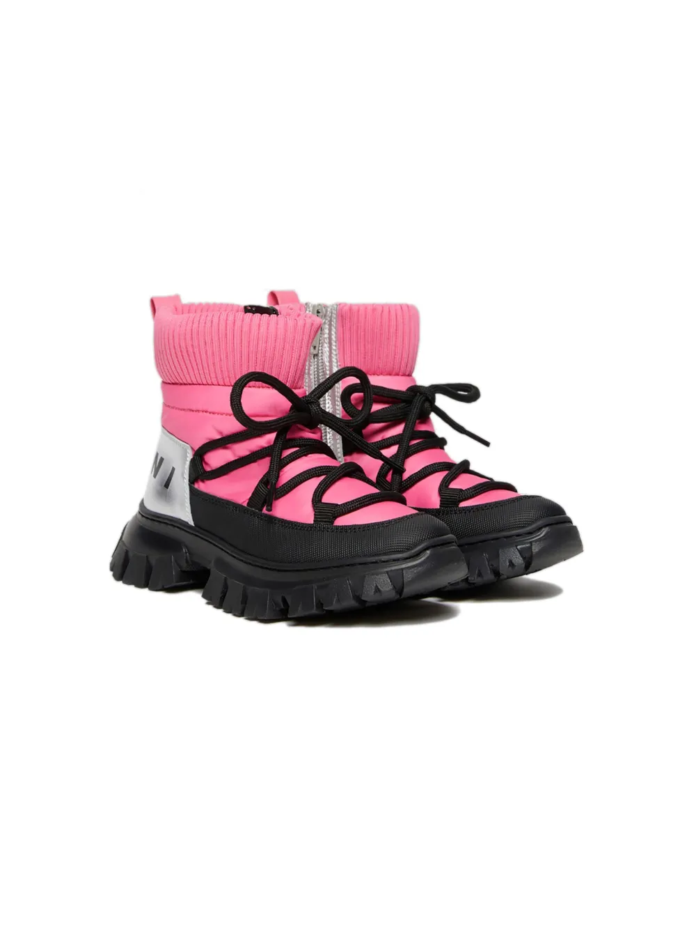 Marni Kids knitted-ankle hiking boots Pink