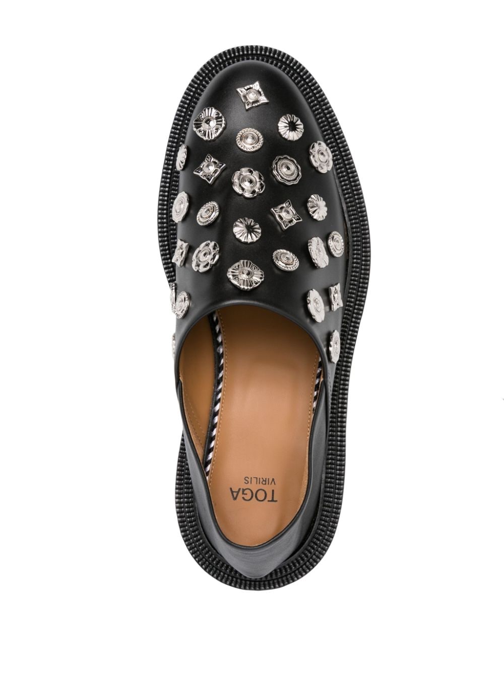 Shop Toga Virilis Stud-embellished Leather Loafers In Black