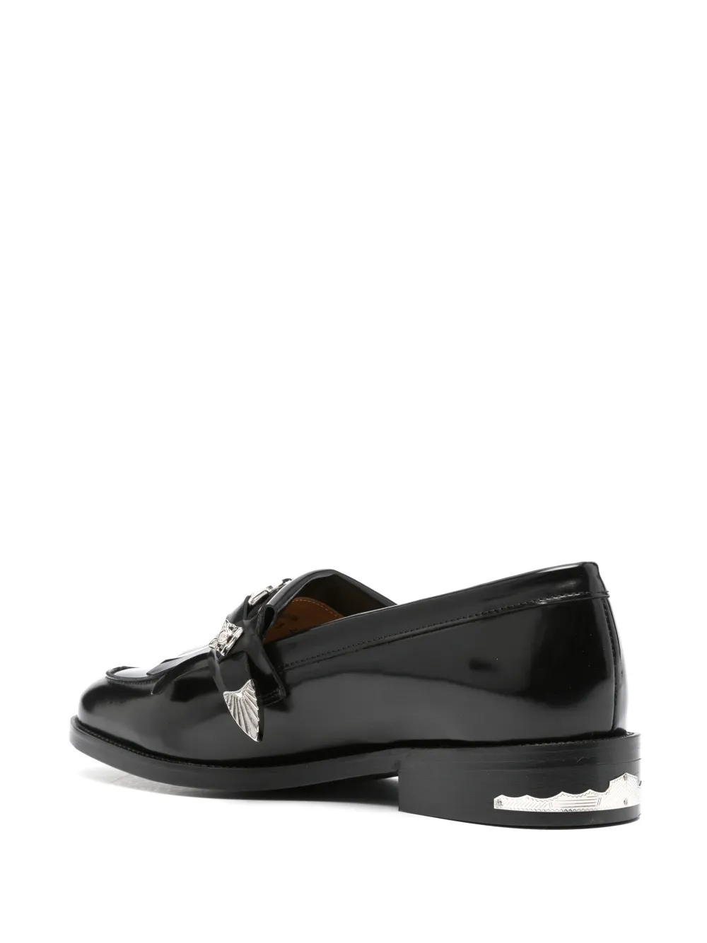 Shop Toga Virilis Stud-embellished Leather Loafers In Black