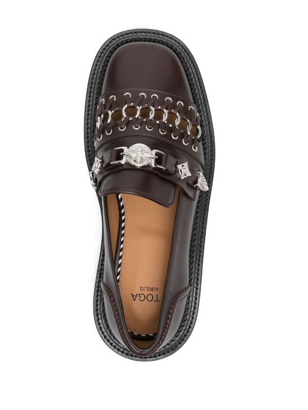 Toga Virilis stud-embellished Leather Loafers - Farfetch