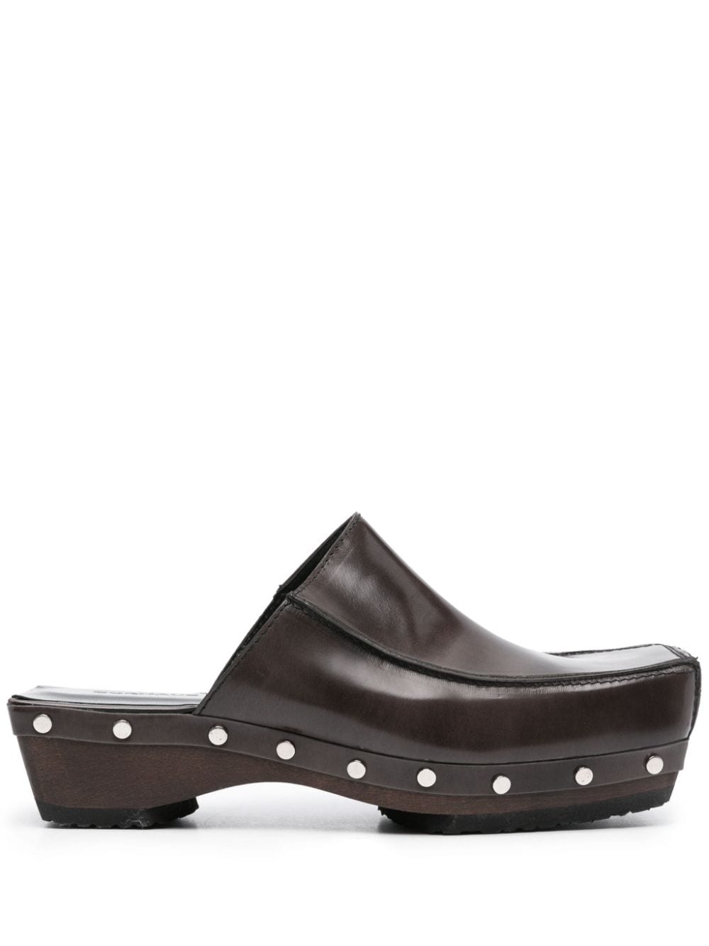 Eckhaus Latta Brown Wood Clogs In Wood Clog M - Dark Grey Antik Leather