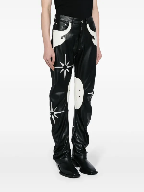 KUSIKOHC Flower Rider straight-leg Trousers | Black