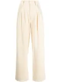 mii hand-embroidered cotton-corduroy trousers - Neutrals