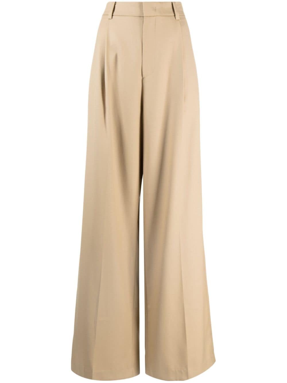 System High-rise Wide-leg Trousers In Brown