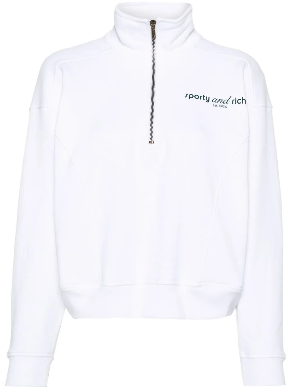 Sporty And Rich Logo-print Cotton Sweatshirt In White