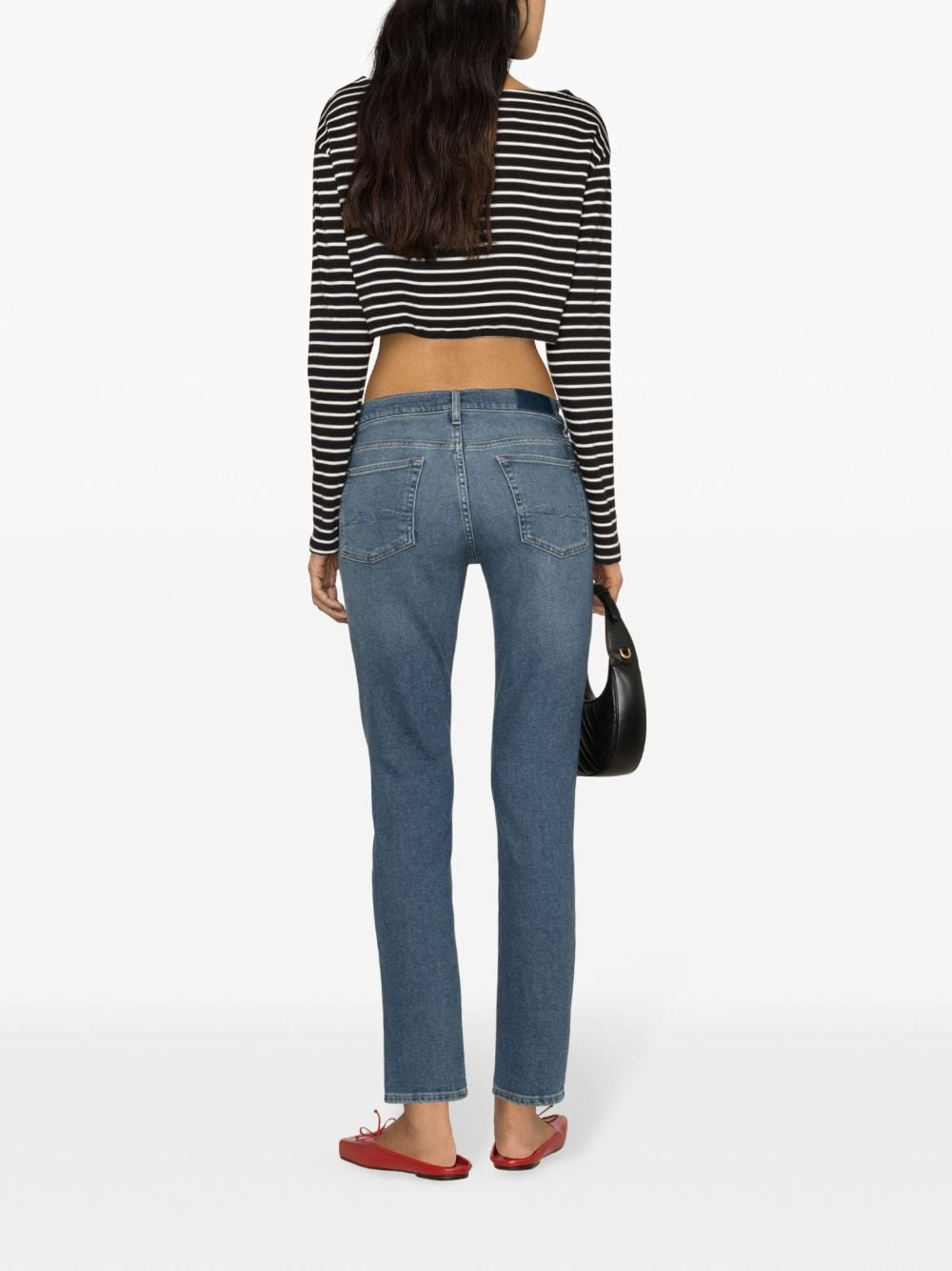 Shop 7 For All Mankind Roxanne Mid-rise Slim-cut Jeans In Blue