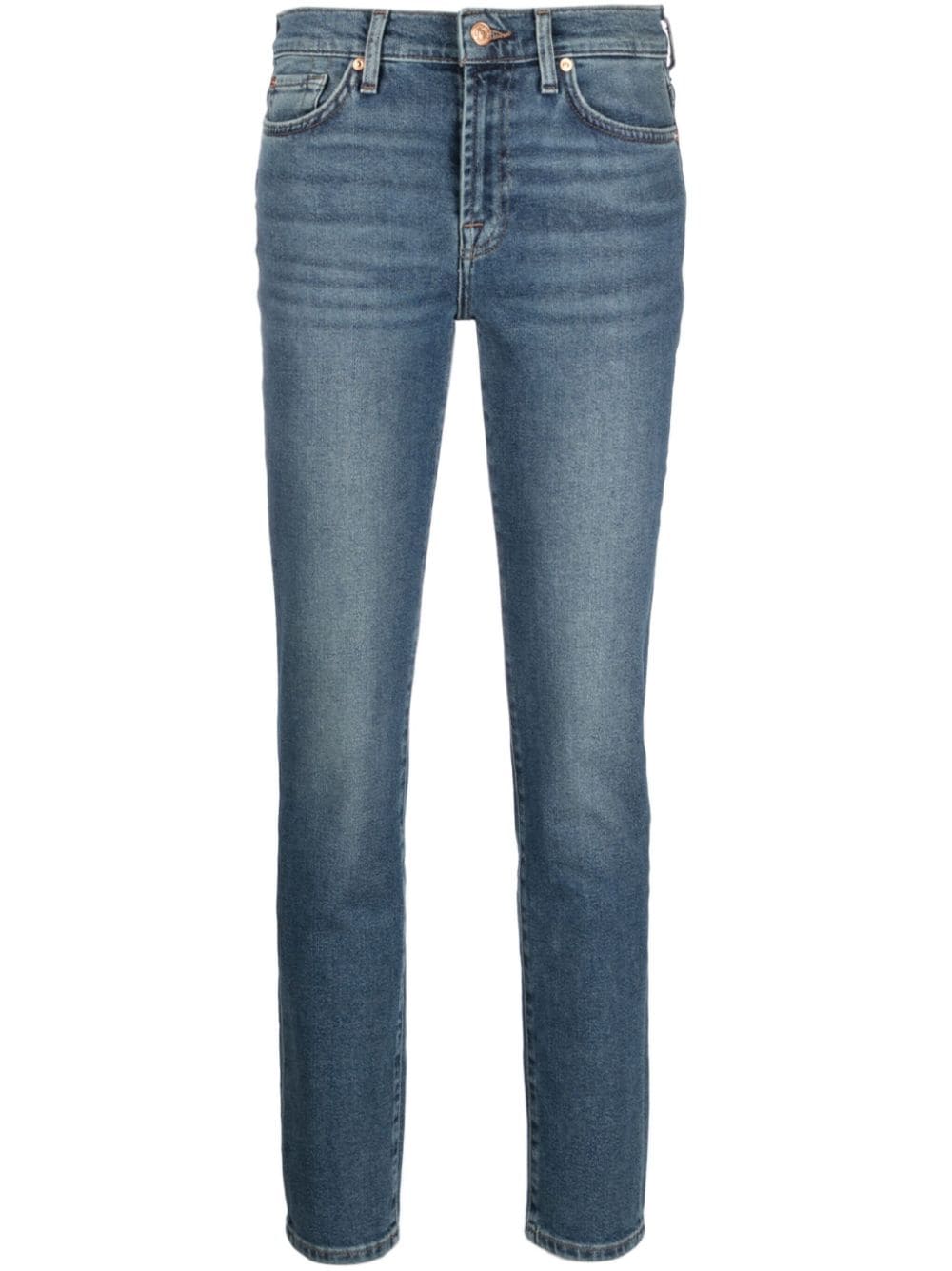 7 For All Mankind Roxanne Mid-rise Slim-cut Jeans In Blue