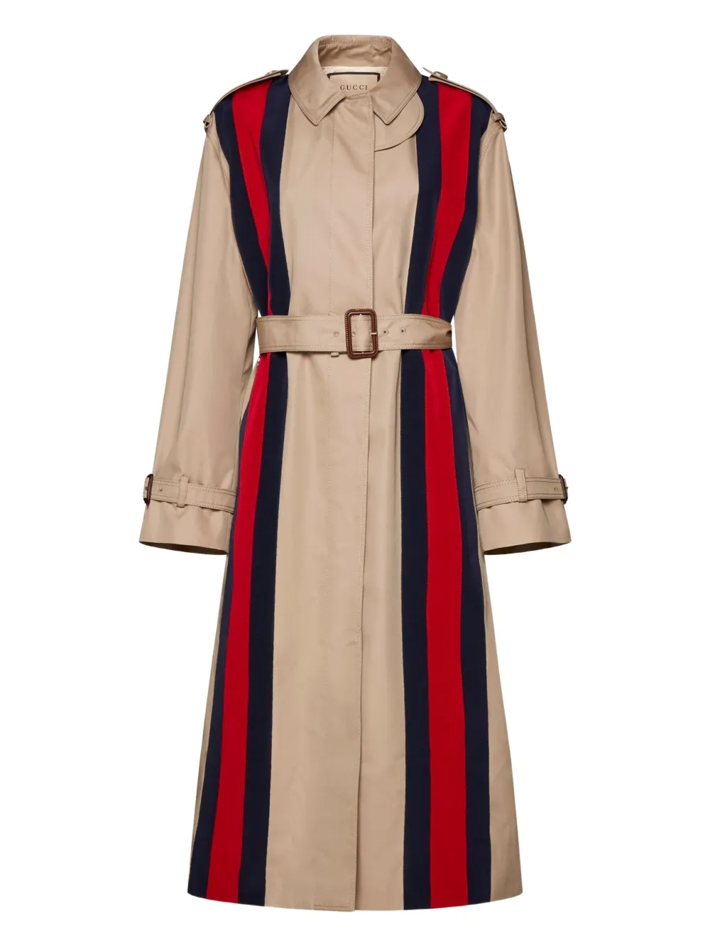 Gucci Gabardine trenchcoat met Web-streep Beige