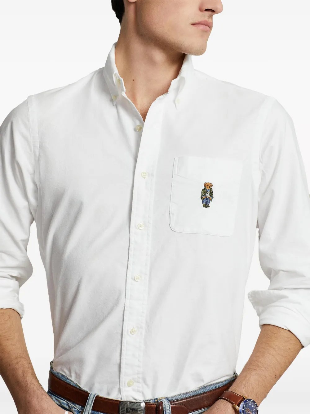 Polo Ralph Lauren Oxford Polo-Bear Embroidered Cotton Shirt - Farfetch