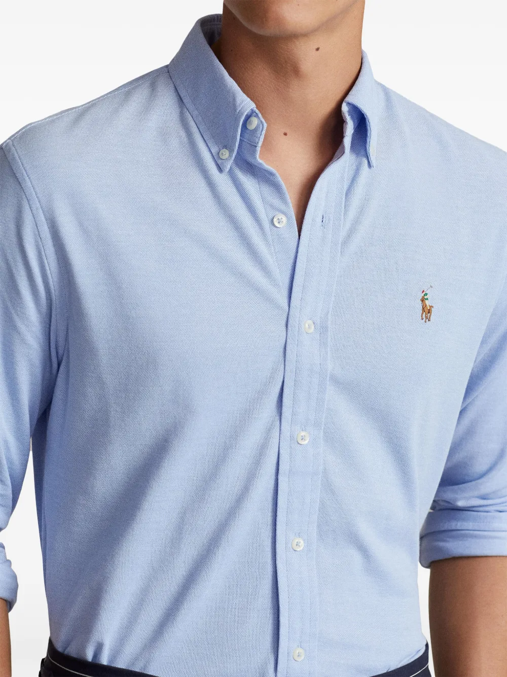 Shop Polo Ralph Lauren Polo Pony-embroidered Cotton Shirt In Blue