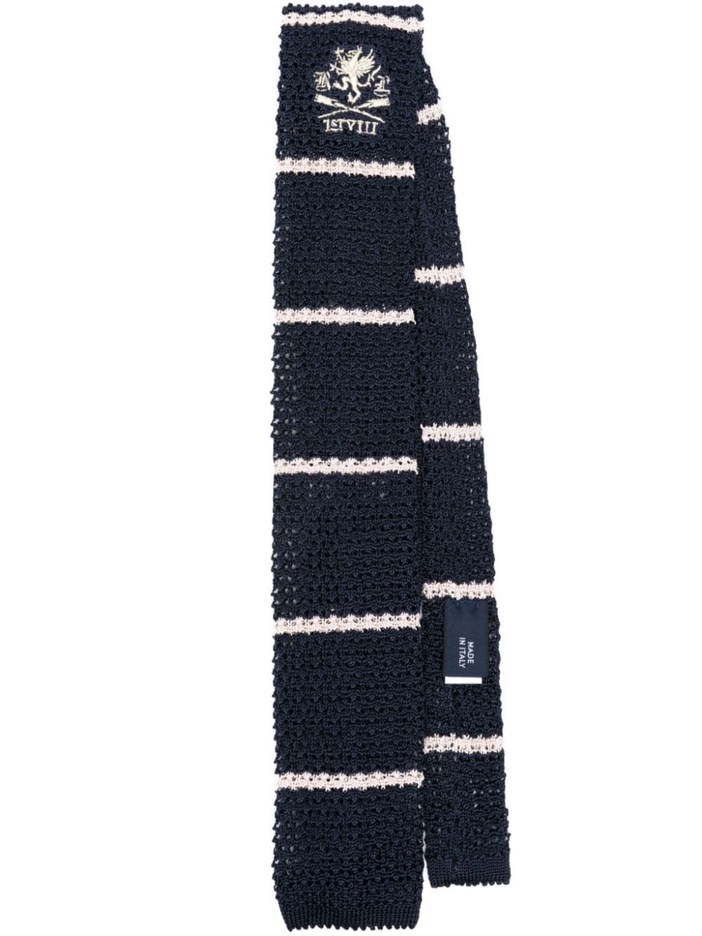Polo Ralph Lauren Crochet-knitted Silk Tie In Navy/white
