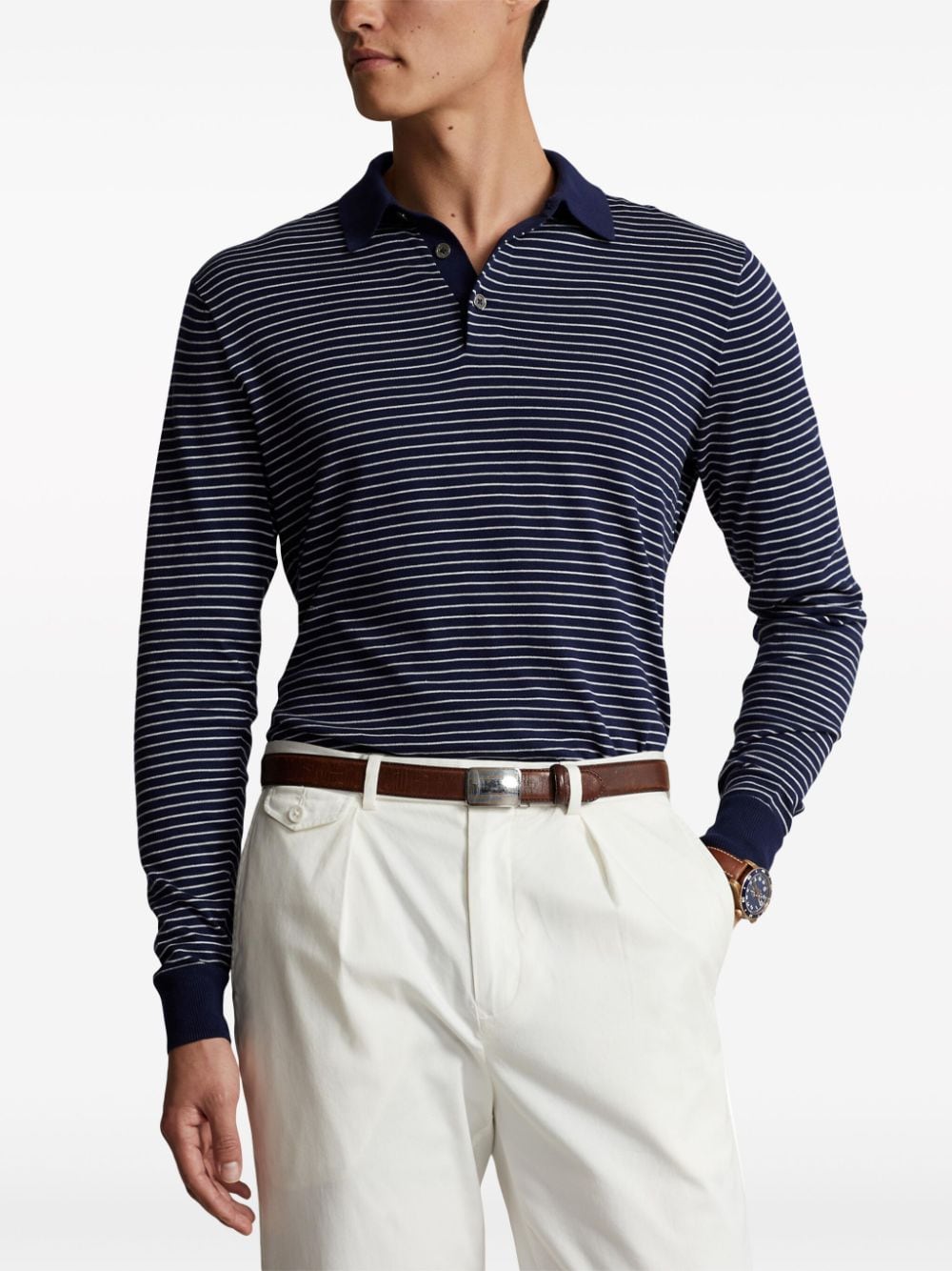 Shop Polo Ralph Lauren Striped Cotton Polo Shirt In Blau