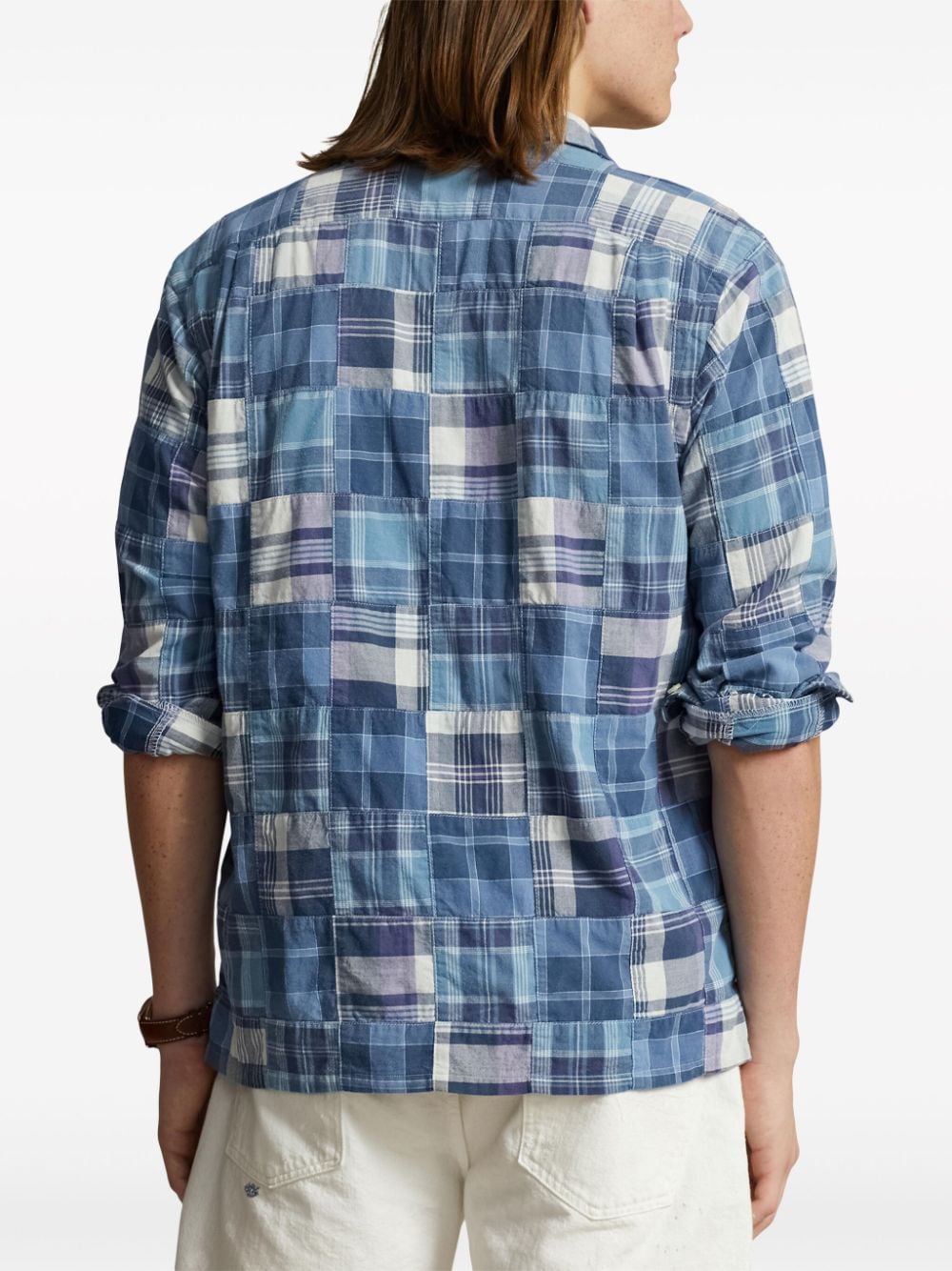 Shop Polo Ralph Lauren Patchwork Cotton Shirt In Blue