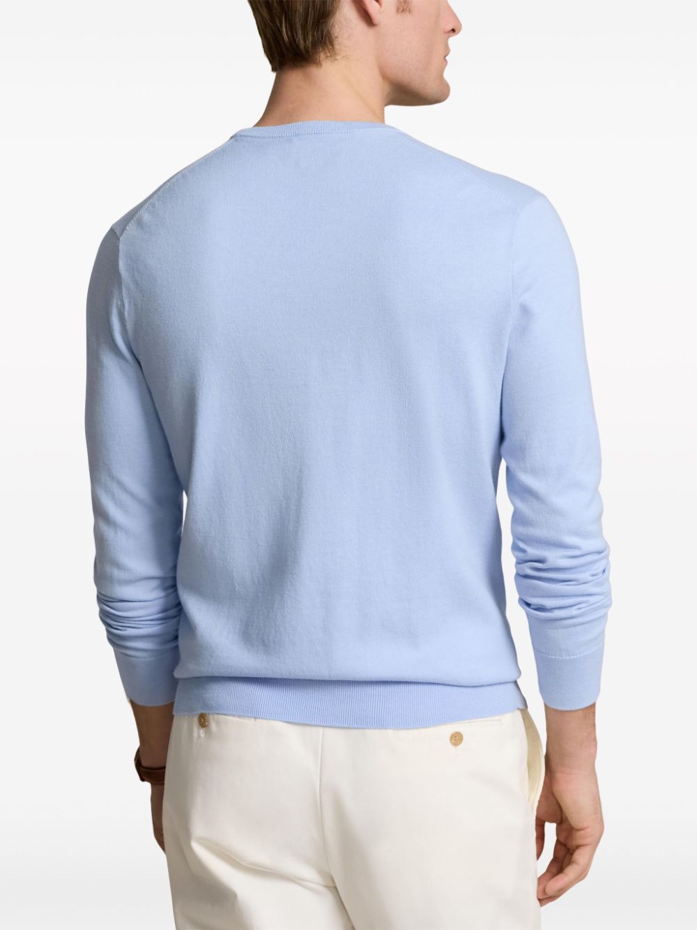 Shop Polo Ralph Lauren Polo Pony Fine-knit Cotton Jumper In Blau