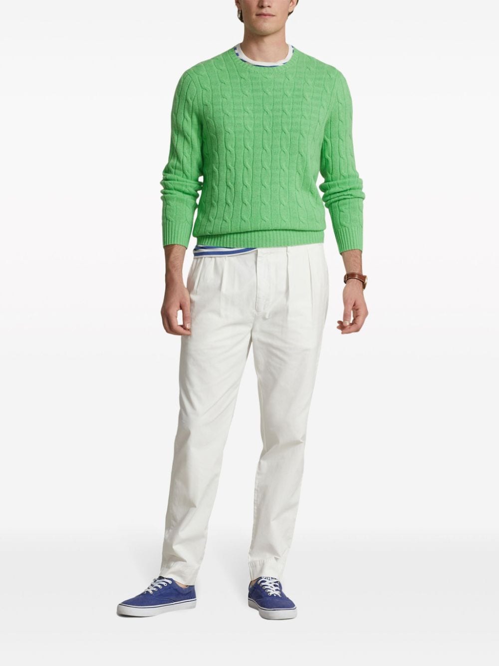 Shop Polo Ralph Lauren Cable-knit Cashmere Jumper In Green