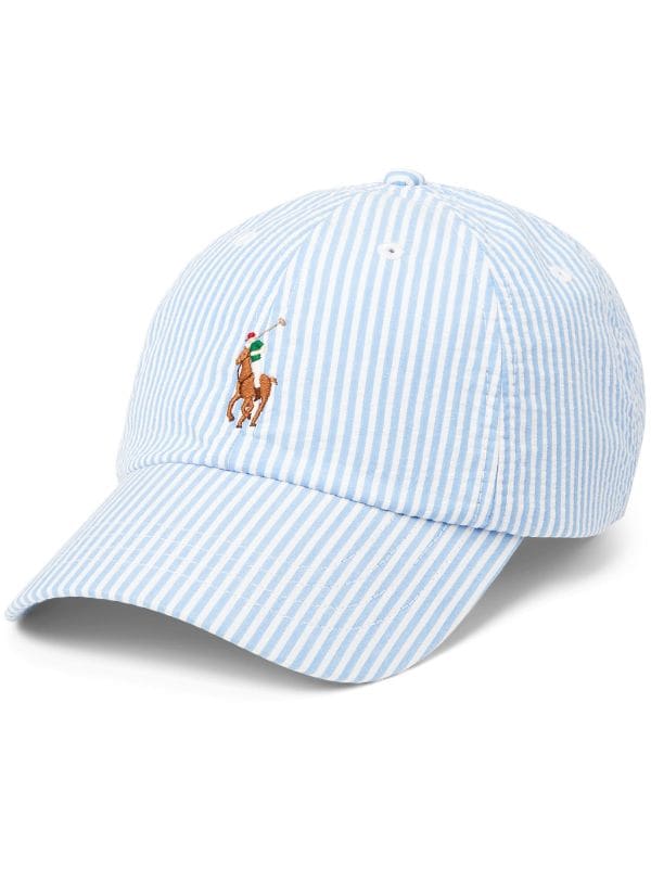 Polo Ralph Lauren BUCKET HAT - Hat - white/blue seersucker/white 