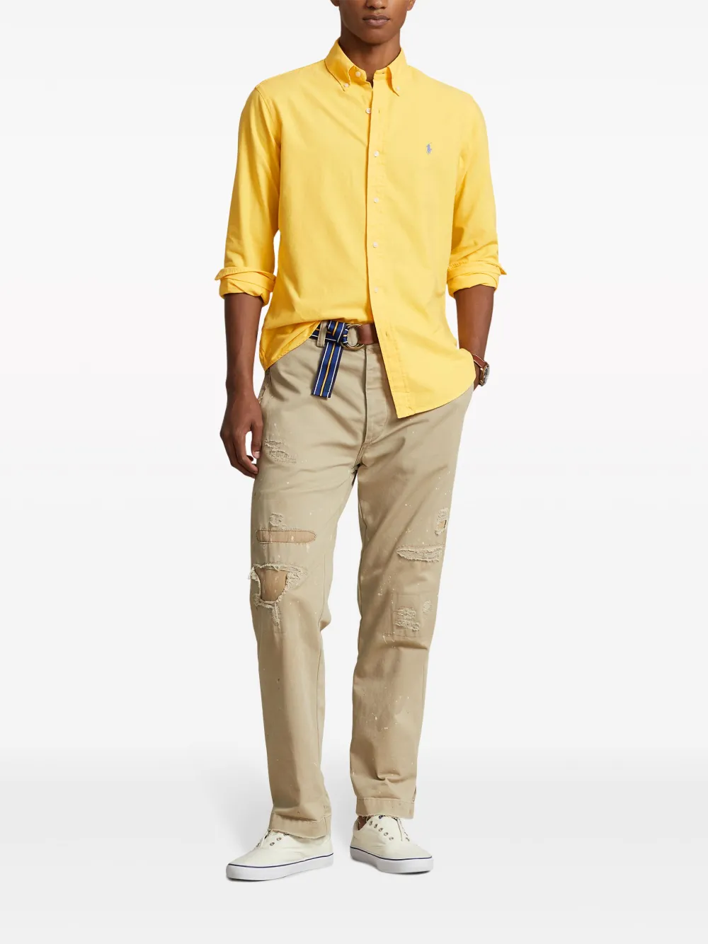 Shop Polo Ralph Lauren Polo Pony Cotton Shirt In Yellow