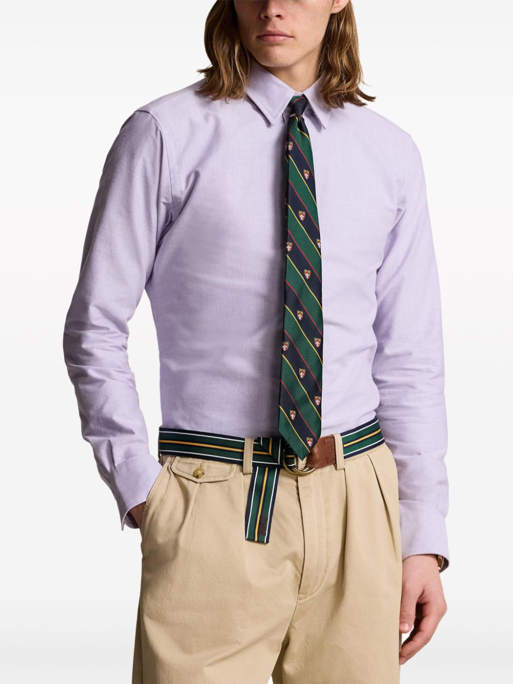 Shop Polo Ralph Lauren Oxford Cotton Shirt In Purple
