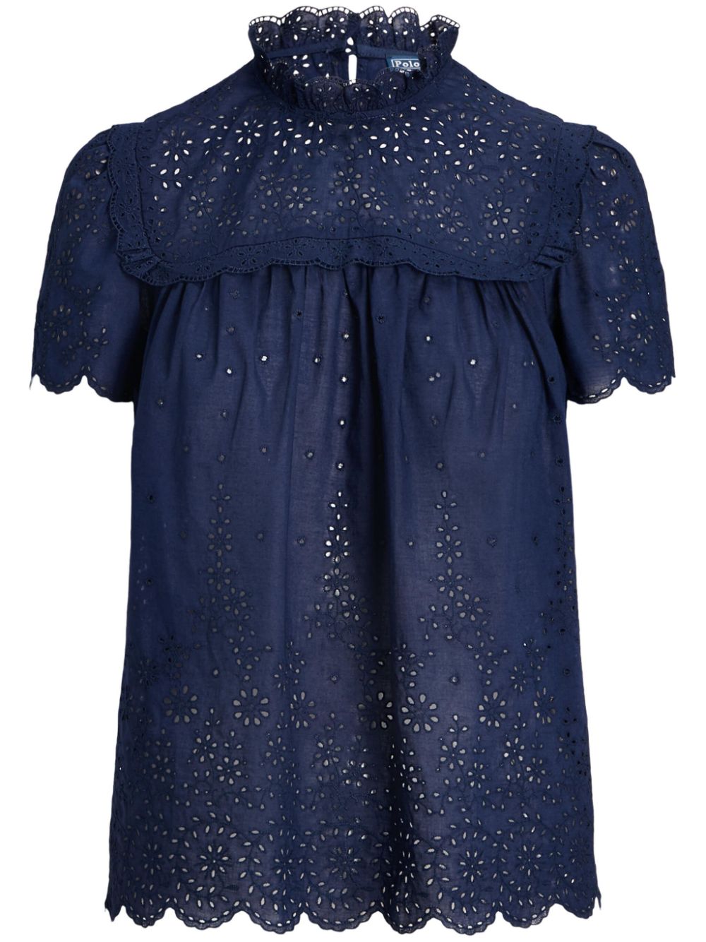 Shop Polo Ralph Lauren Broderie Anglaise Cotton Blouse In Blue