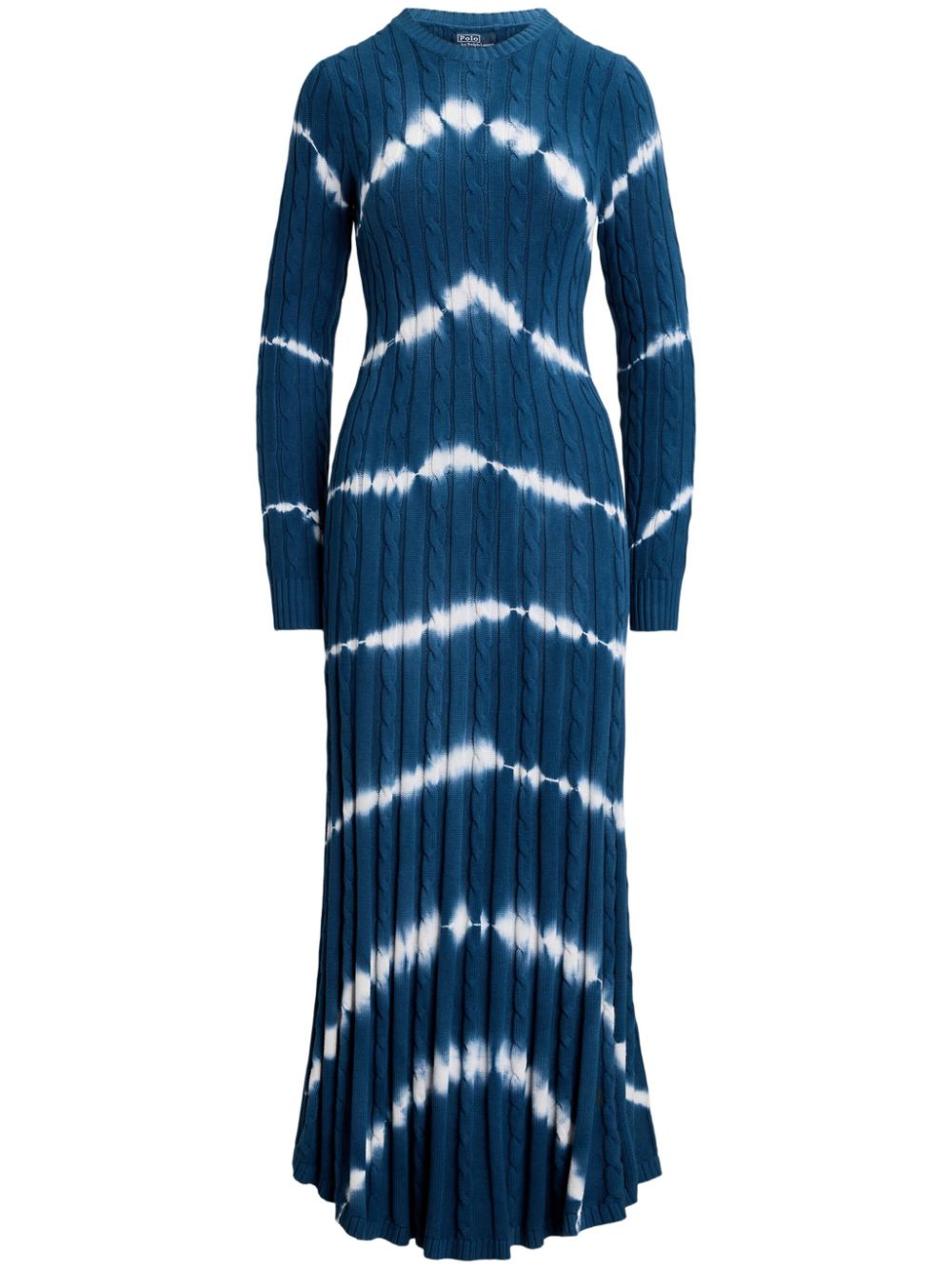 Shop Polo Ralph Lauren Cable-knit Cotton Maxi Dress In Blue