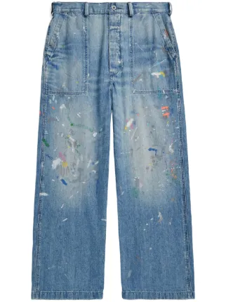 Polo Ralph Lauren Paint splatter print straight leg Jeans Blue FARFETCH HU