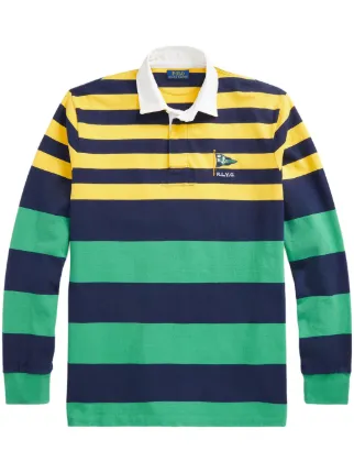 Polo Ralph Lauren Striped Cotton Polo Shirt Blue FARFETCH NZ