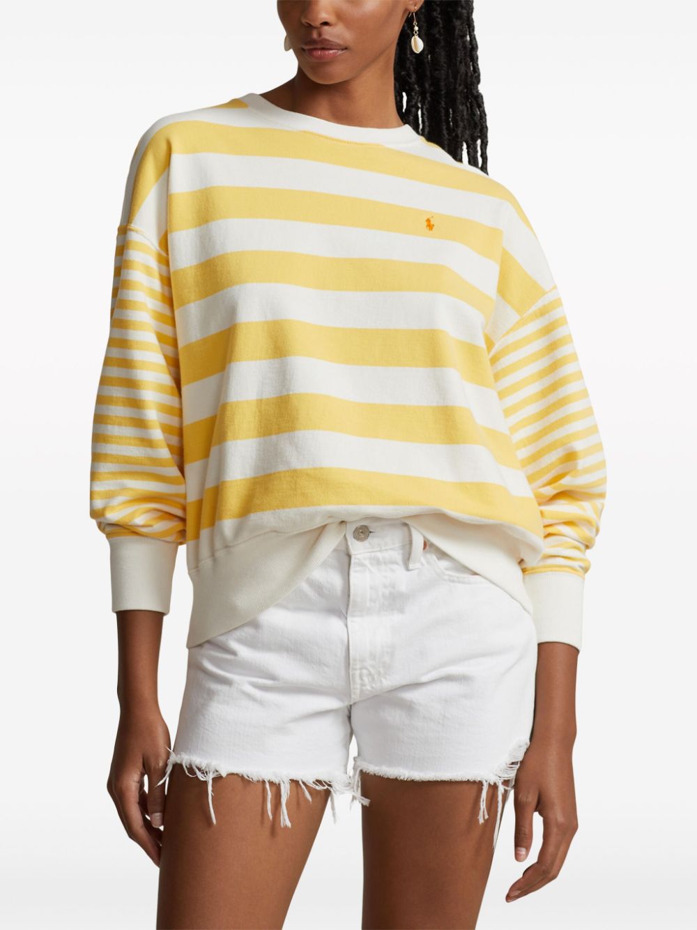 Shop Polo Ralph Lauren Polo Pony-embroidered Striped T-shirt In Yellow