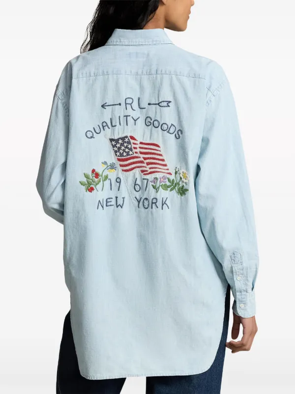 Polo Ralph Lauren Embroidered Denim Shirt | Blue | FARFETCH