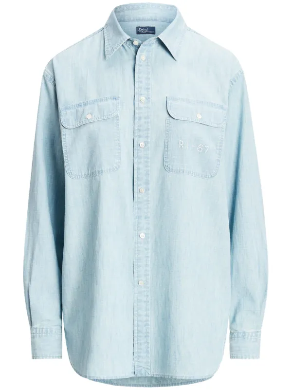 Ralph Lauren Denim Supply Mens Shirt Button Up Beige