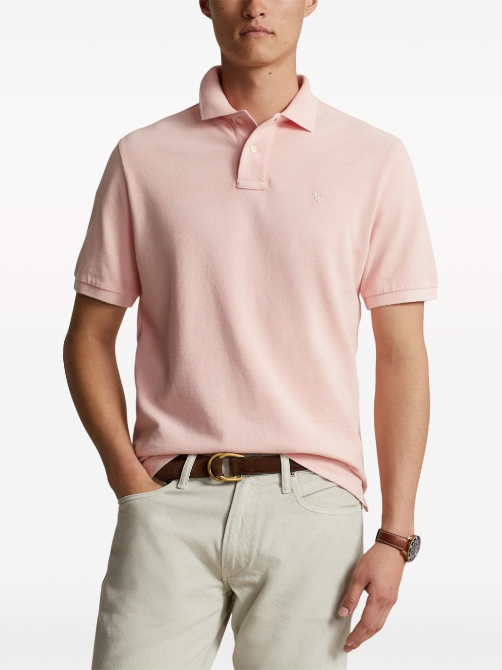 Shop Polo Ralph Lauren Polo Pony-embroidered Cotton Polo Shirt In Pink