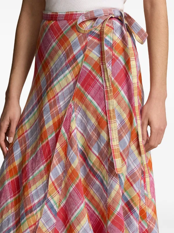 Colorful plaid midi skirt hotsell