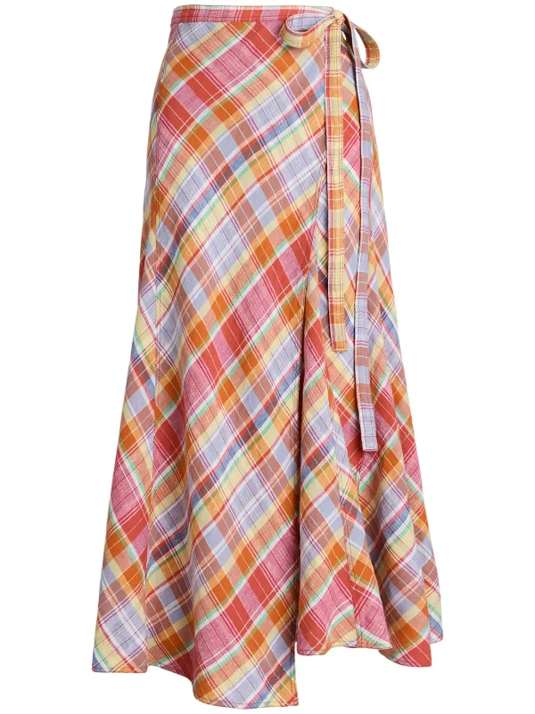 Polo Ralph Lauren check pattern wrap design Midi Skirt Farfetch