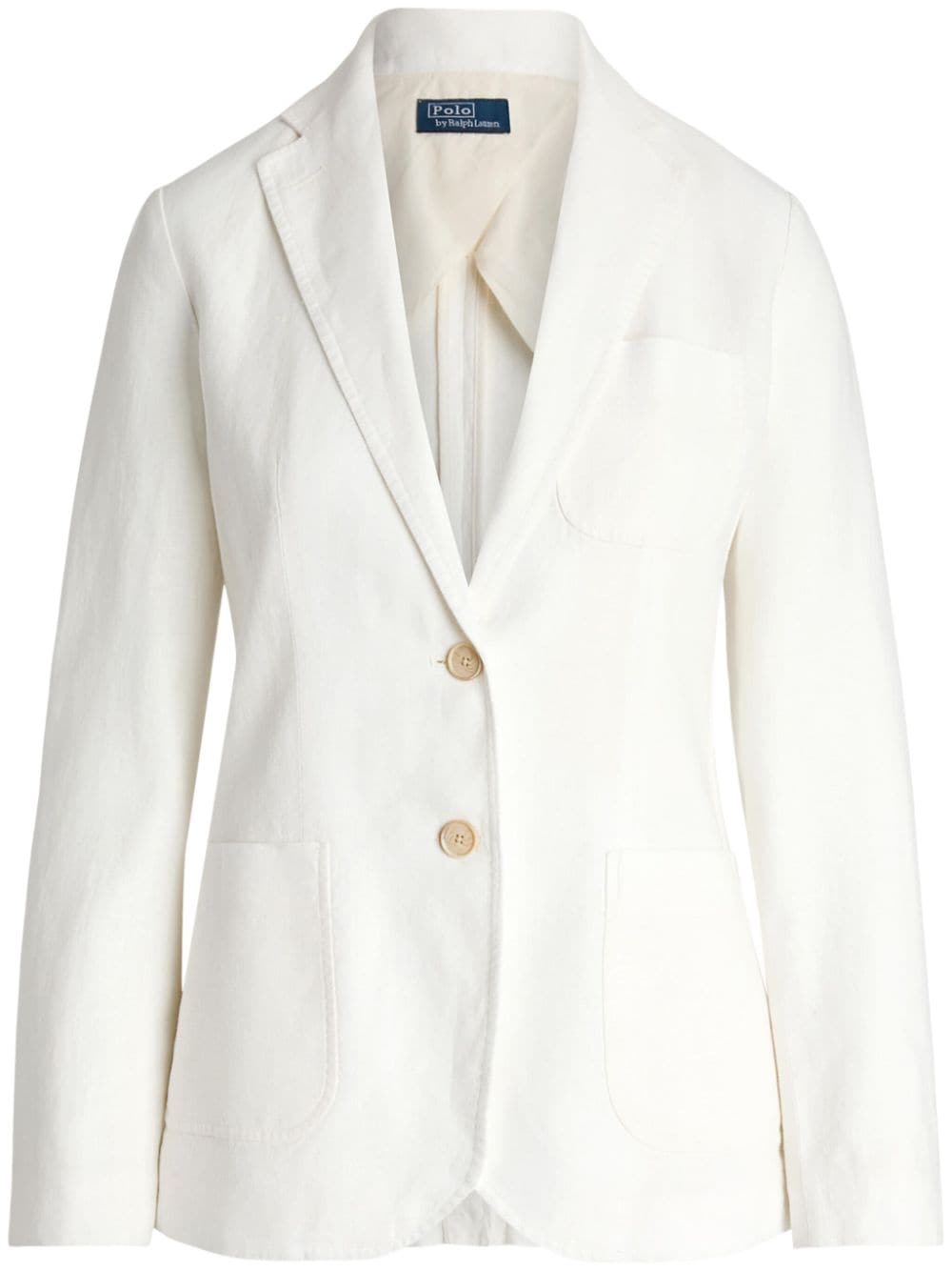 Shop Polo Ralph Lauren Linen Single-breasted Blazer In White